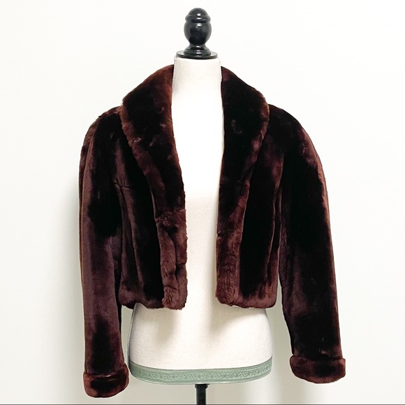 Vintage 50s/60s Gus Mayer Brown Mouton Chubby Coat - Picture 1 of 13